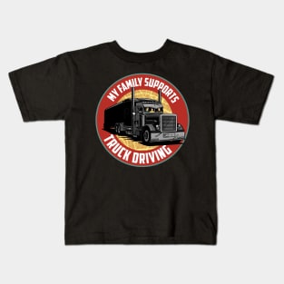 Funny Trucker Truck Driver Big Rig Semi 18 Wheeler Trucking Kids T-Shirt